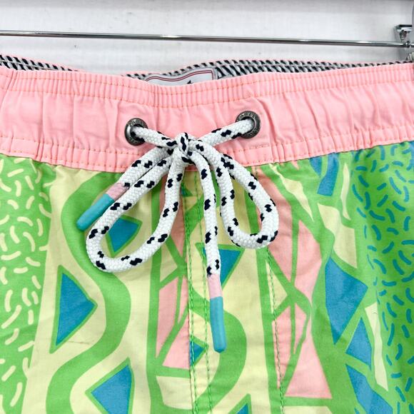 Party Pants Men's Vibrant Neon Swim Trunks XL Swimming Fun Print Pink Green 5" - Picture 5 of 8